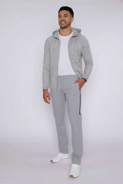 Ultimate Flex Athletic Sweatpants gray joggers with black side stripe logo on thigh on Tampa Home & Garden Store