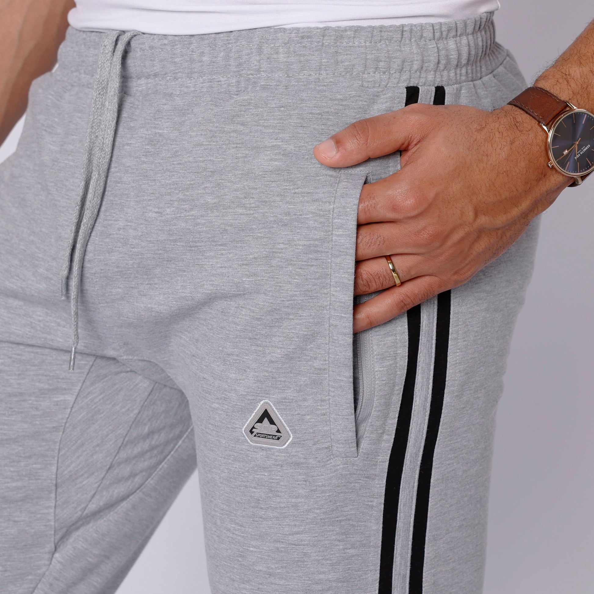 Ultimate Flex Athletic Sweatpants Straight joggers with drawstring and black side stripes on Tampa Home & Garden Store