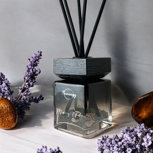 Diffuseur d'huiles essentielles à roseaux Midnight Tides enrichi en cristaux, 100 ml