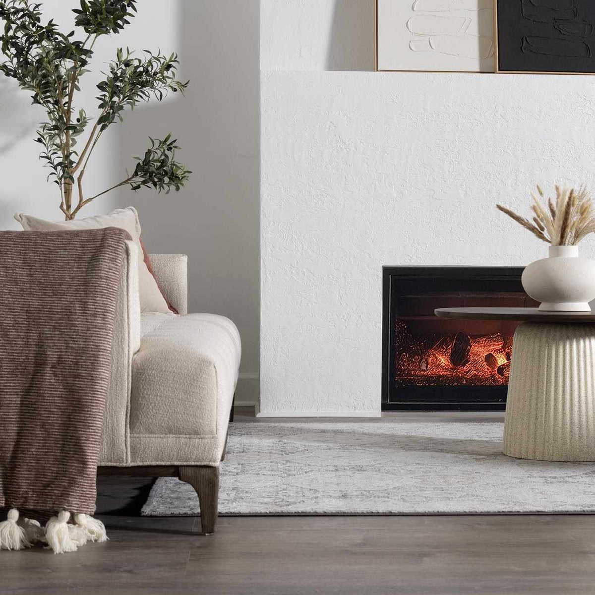 Minoa Area Rug by Boutique Rugs in neutral beige with soft textured pile on Tampa Home & Garden Store