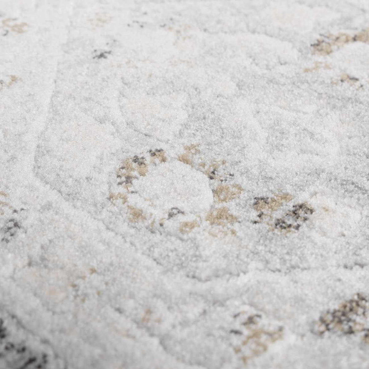 Minoa Area Rug by Boutique Rugs, light gray and cream with subtle pattern on plush pile on Tampa Home & Garden Store