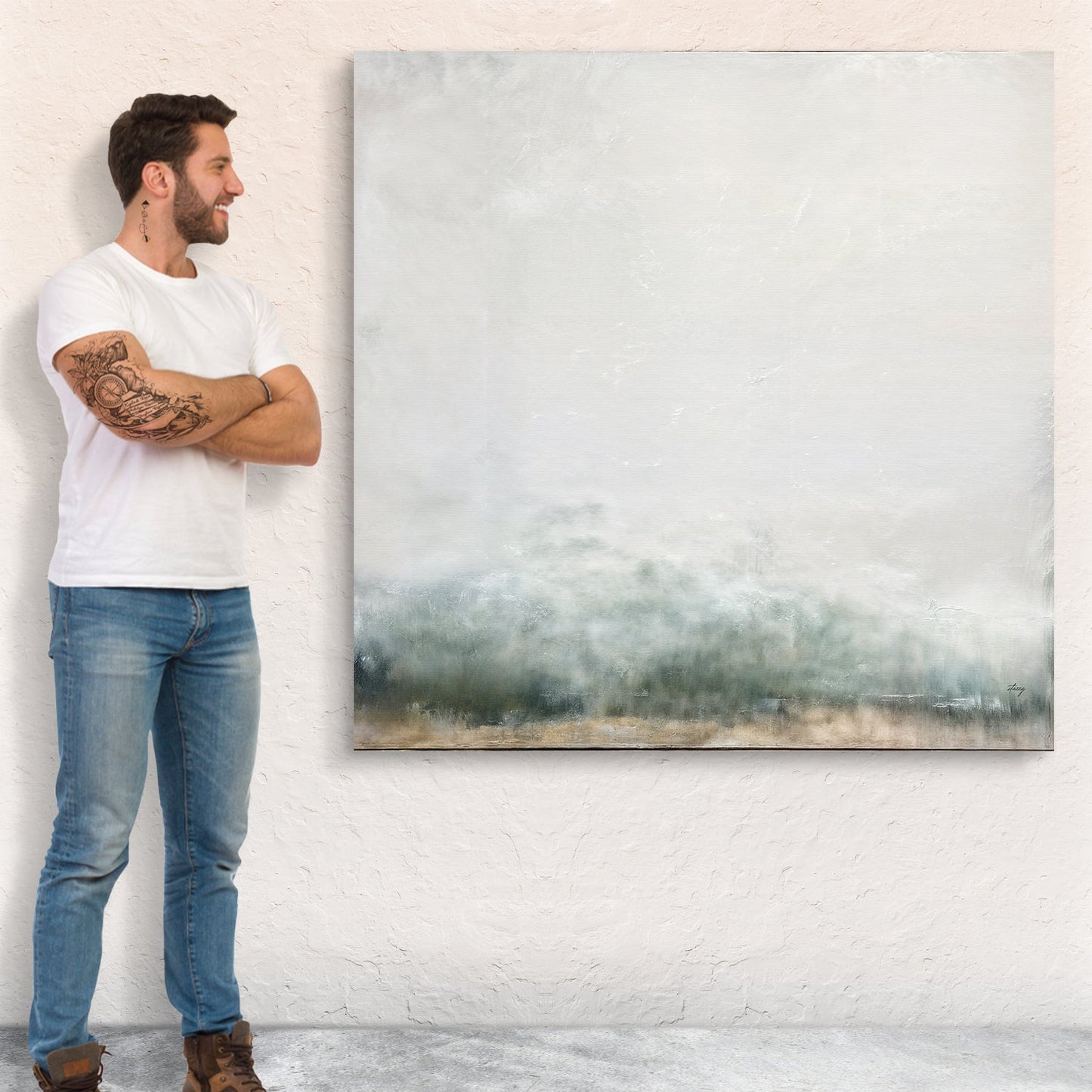 Canvas Print Misty Genesis by Tailored Canvases in soft gray-blue abstract landscape on Tampa Home & Garden Store
