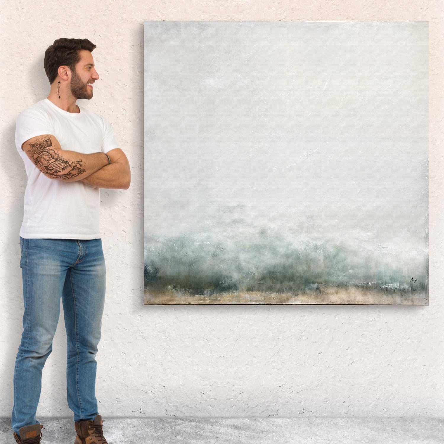 Canvas Print Misty Genesis by Tailored Canvases in soft gray-blue abstract landscape on Tampa Home & Garden Store