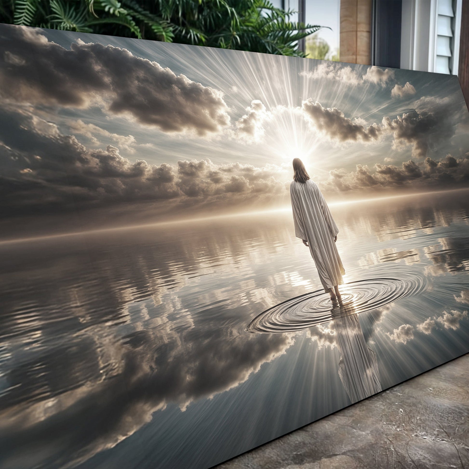 Walking on Water Faith Wall Art III canvas by Tailored Canvases with clouds and sunrise on Tampa Home & Garden Store