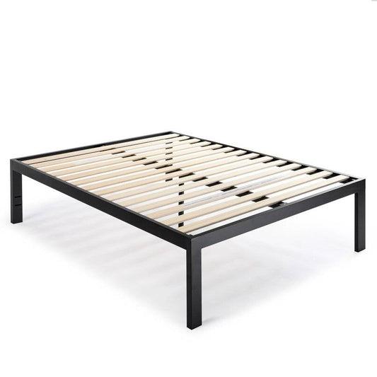 Base de cama de plataforma de metal King size de 18 pulgadas con fácil montaje y listones de madera