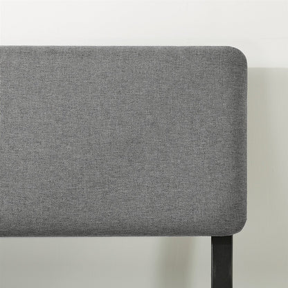 Cama Plataforma King Size con Cabecero de Tela Suave Gris y Somier de Láminas de Madera