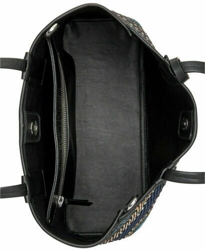 Calvin Klein Jacky Raffia Leather Trim Tote Handbag, black Vanessa Jane shopper bag on Tampa Home & Garden Store