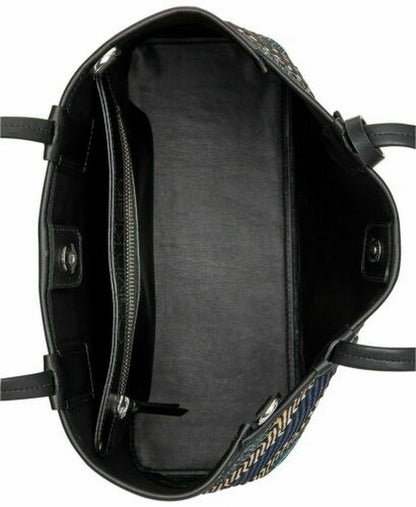 Calvin Klein Jacky Raffia Leather Trim Tote Handbag, black Vanessa Jane shopper bag on Tampa Home & Garden Store