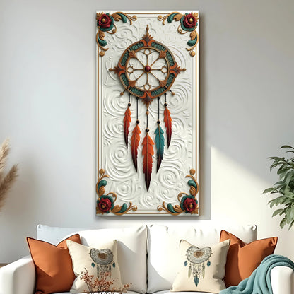 3D Whispering Feathers Wall Art III canvas with teal orange red feathers on panel on Tampa Home & Garden Store