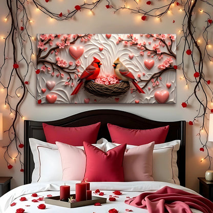 3D Cardinals Wall Art IV canvas Tailored Canvases; pink blossoms on branches with cardinals on Tampa Home & Garden Store
