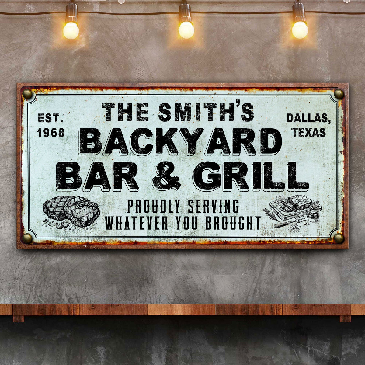 Backyard Bar & Grill canvas sign by Tailored Canvases on Tampa Home & Garden Store