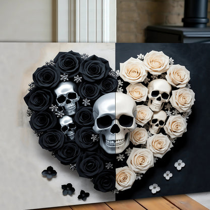 Skull and Flowers Wall Art XIII canvas featuring black and cream rose skull collage on Tampa Home & Garden Store