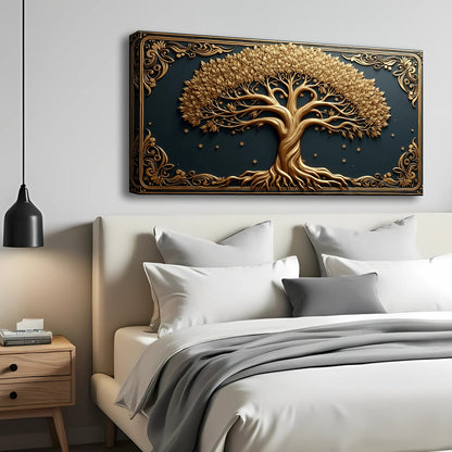 3D Celtic Tree Of Life Wall Art II canvas by Tailored Canvases, gold relief on background on Tampa Home & Garden Store