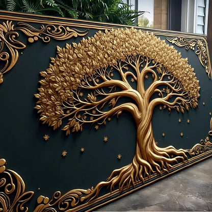 3D Celtic Tree Of Life canvas wall art Tailored Canvases gold tree relief on dark backdrop on Tampa Home & Garden Store
