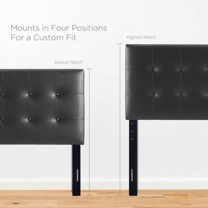 Lily Upholstered Vinyl King Headboard pair in black with tufted grid panels and metal legs on Tampa Home & Garden Store