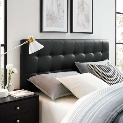 Lily Upholstered Vinyl King Headboard in black with tufted panels by HouseOfZazla on Tampa Home & Garden Store