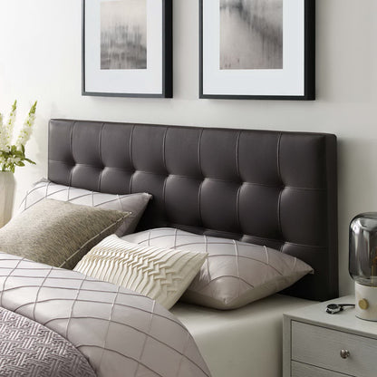 Lily Upholstered Vinyl King Headboard by Modway, black vinyl with tufted panels on Tampa Home & Garden Store