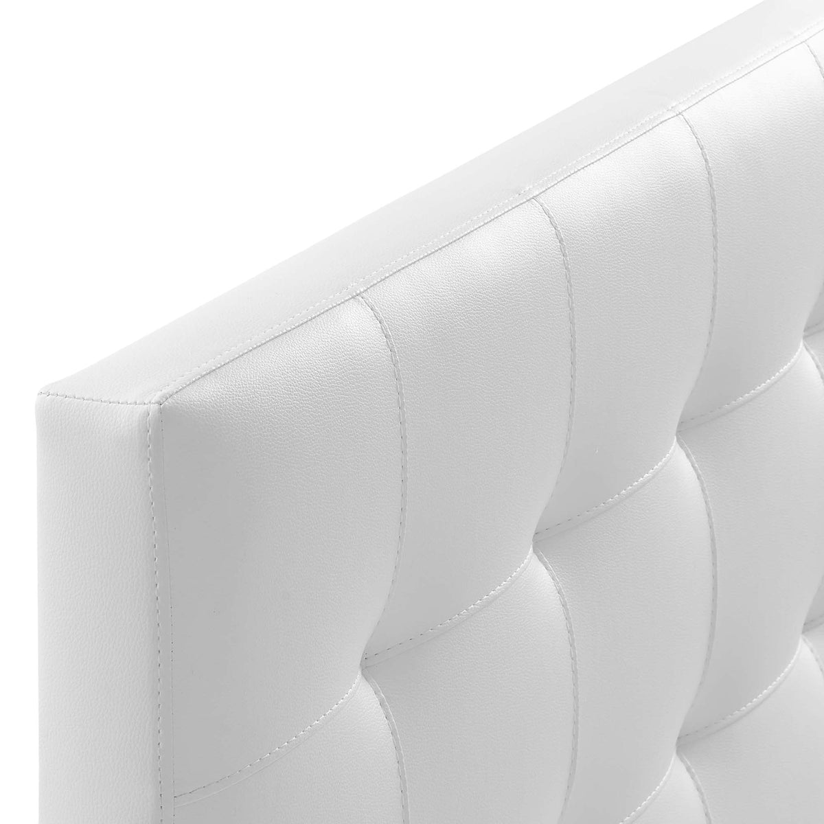 Lily upholstered vinyl king headboard close-up in white with stitched panel details by Modway on Tampa Home & Garden Store