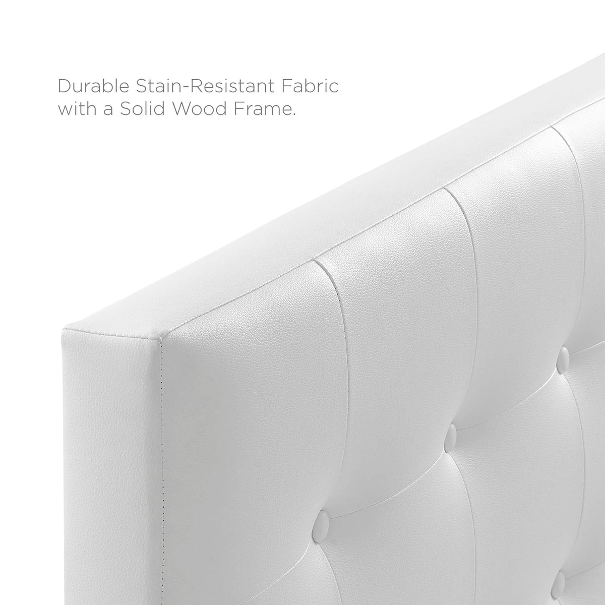 Lily Upholstered Vinyl King Headboard in white with stitched panel seams on Tampa Home & Garden Store