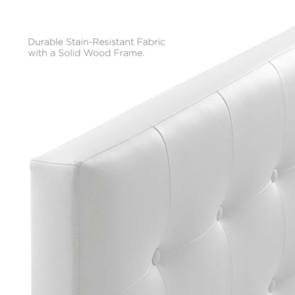 Lily Upholstered Vinyl King Headboard in white with stitched panel seams on Tampa Home & Garden Store