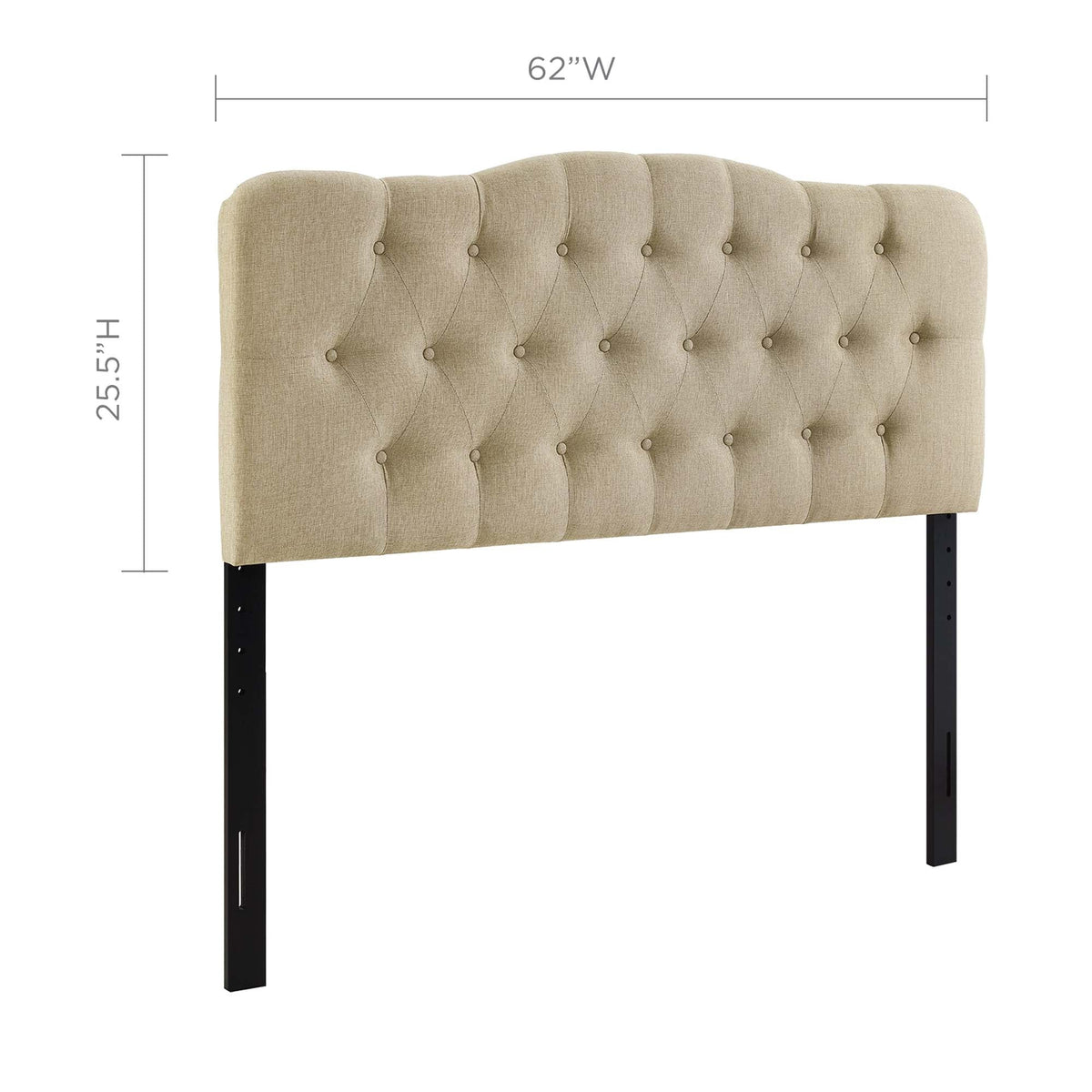 Annabel upholstered fabric queen headboard by Modway in beige tufted with button details on Tampa Home & Garden Store