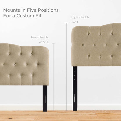 Annabel upholstered fabric queen headboard beige tufted with buttons by HouseOfZazla on Tampa Home & Garden Store