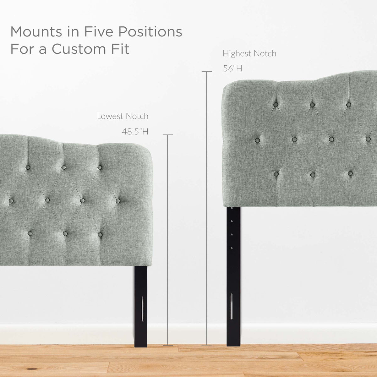 Annabel upholstered queen headboard in gray fabric with tufted button details by Modway on Tampa Home & Garden Store