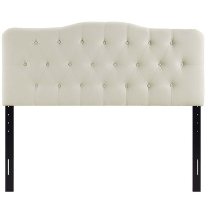 Annabel Upholstered Fabric Queen Headboard cream tufted diamond pattern by HouseOfZazla on Tampa Home & Garden Store