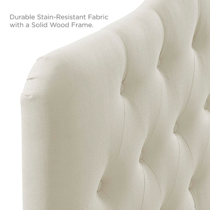 Annabel upholstered fabric queen headboard in cream-beige with tufted texture on Tampa Home & Garden Store