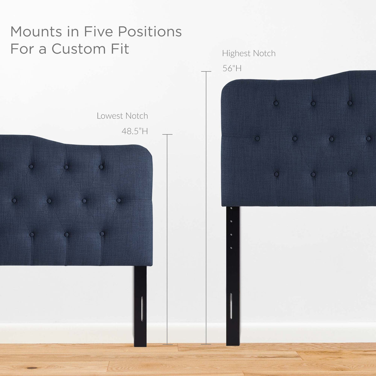 Annabel upholstered queen headboard by Modway, deep blue tufted headboard with adjustable mount on Tampa Home & Garden Store