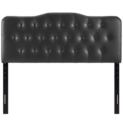 Annabel Upholstered Vinyl Queen Headboard by Modway in black with diamond tufting on Tampa Home & Garden Store