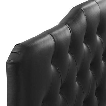 Annabel Upholstered Vinyl Queen Headboard black vinyl with tufted panel details by HouseOfZazla on Tampa Home & Garden Store