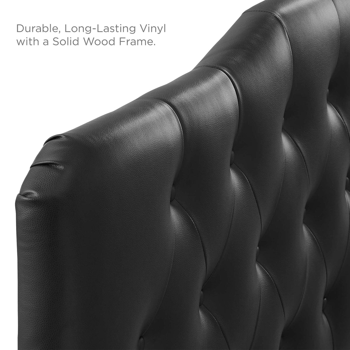 Annabel Upholstered Vinyl Queen Headboard by HouseOfZazla in black tufted leatherette on Tampa Home & Garden Store