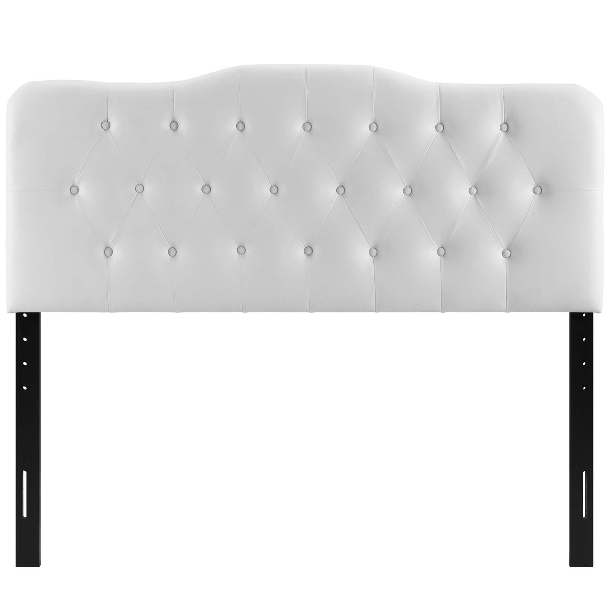 Annabel upholstered vinyl queen headboard white with diamond tufting on Tampa Home & Garden Store