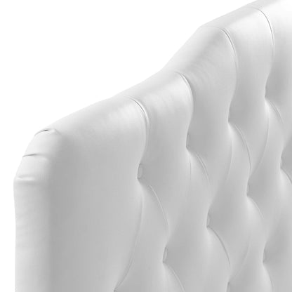 Annabel Upholstered Vinyl Queen Headboard in white with tufted panels on Tampa Home & Garden Store