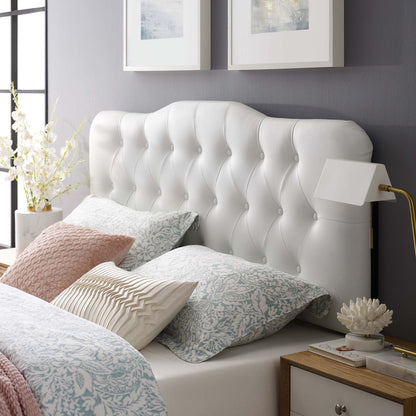 Annabel upholstered vinyl queen headboard by Modway in white with tufted button detailing on Tampa Home & Garden Store