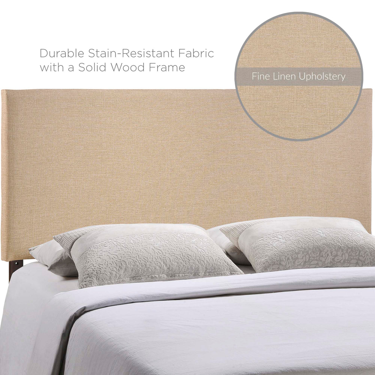 Region Upholstered Queen Headboard beige linen fabric with solid wood frame by HouseOfZazla on Tampa Home & Garden Store