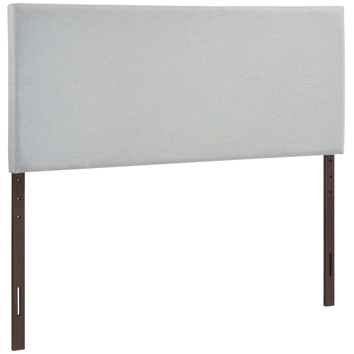 Region Upholstered Queen Headboard in light gray linen fabric with wood legs on Tampa Home & Garden Store