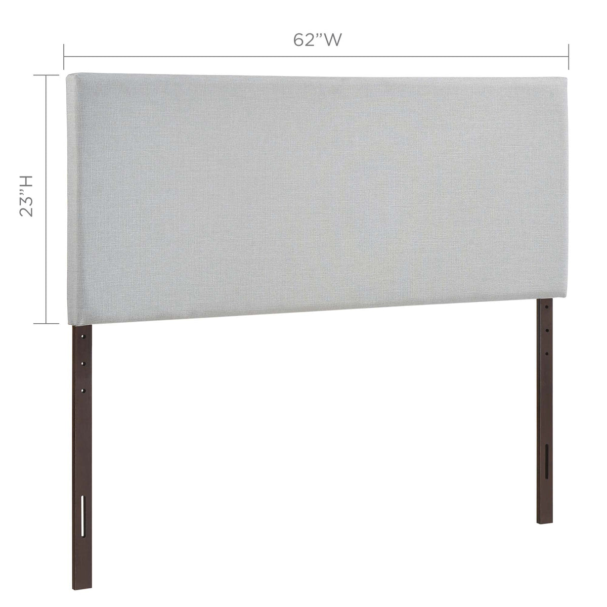 Region Upholstered Queen Headboard by Modway in light gray fabric with dark wood legs 62W on Tampa Home & Garden Store