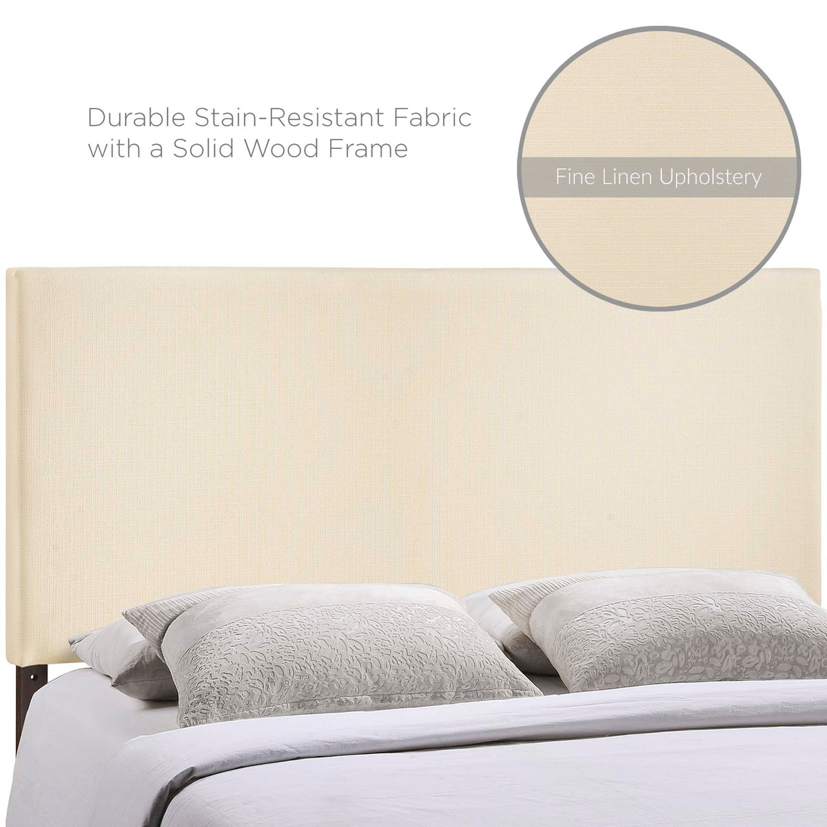 Region Upholstered Queen Headboard beige linen upholstery with solid wood frame by HouseOfZazla on Tampa Home & Garden Store