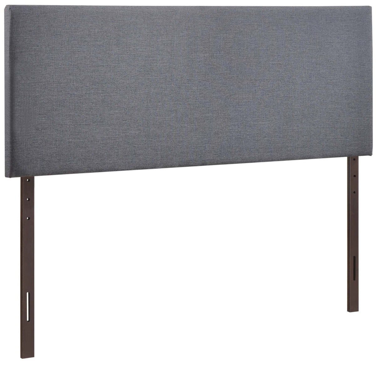 Region Upholstered Queen Headboard in grey fabric with dark metal legs on Tampa Home & Garden Store