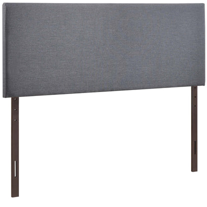Region Upholstered Queen Headboard in grey fabric with dark metal legs on Tampa Home & Garden Store