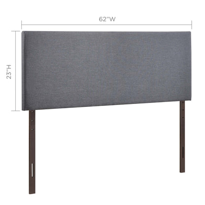 Region upholstered queen headboard by Modway in gray fabric with slim metal legs 62W on Tampa Home & Garden Store