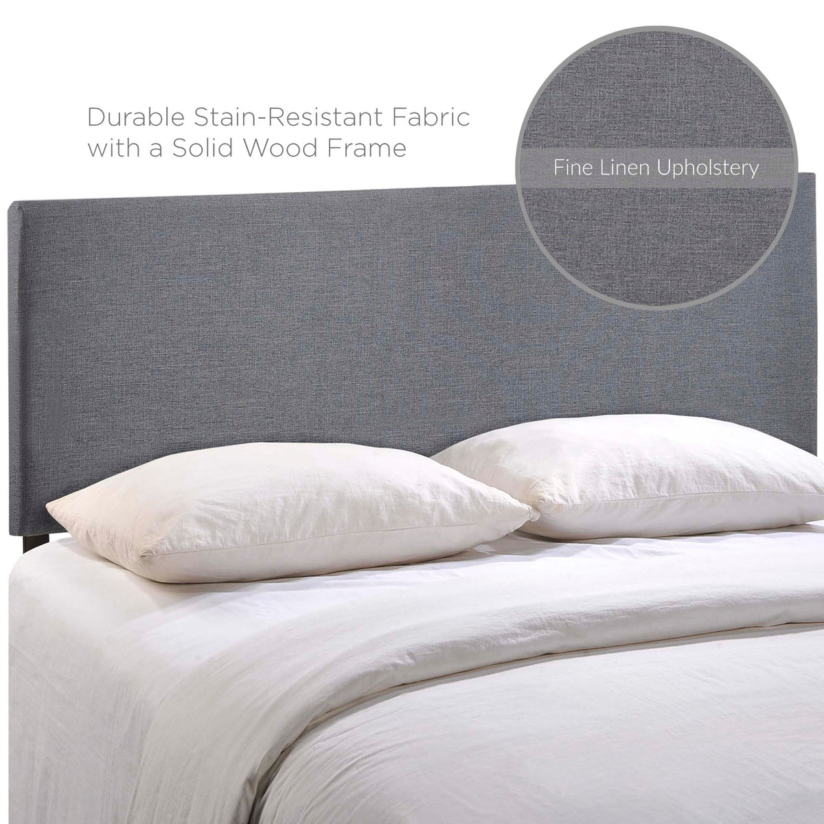 Region Upholstered Queen Headboard by Modway, gray linen upholstery with a solid wood frame on Tampa Home & Garden Store