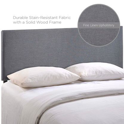 Region Upholstered Queen Headboard by Modway, gray linen upholstery with a solid wood frame on Tampa Home & Garden Store