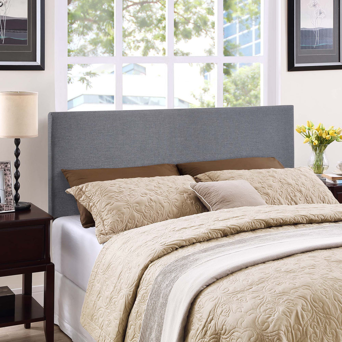 Region Upholstered Queen Headboard by Modway in gray fabric on Tampa Home & Garden Store