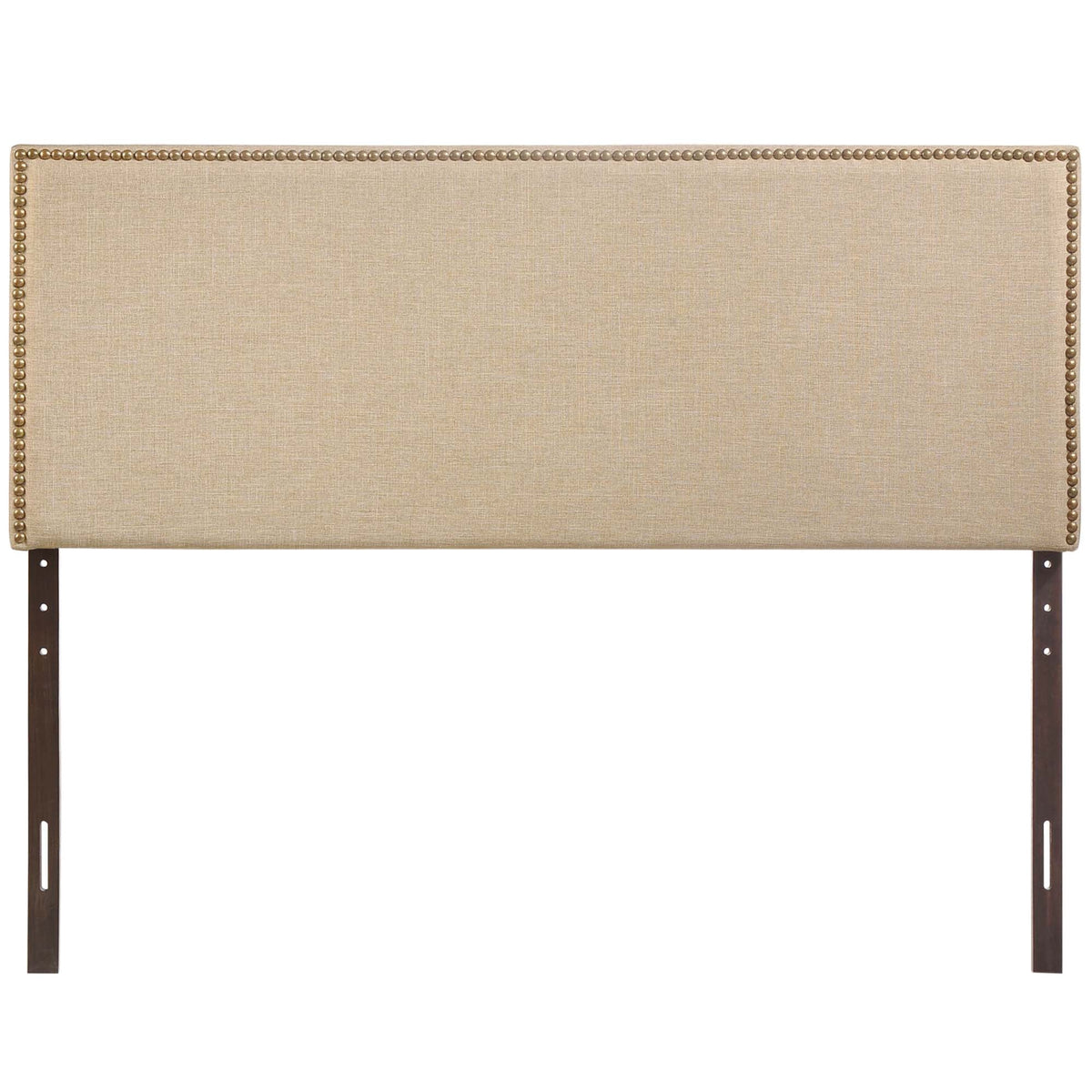 Region nailhead upholstered queen headboard beige fabric with bronze nailhead trim Modway on Tampa Home & Garden Store