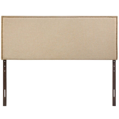 Region nailhead upholstered queen headboard beige fabric with bronze nailhead trim Modway on Tampa Home & Garden Store