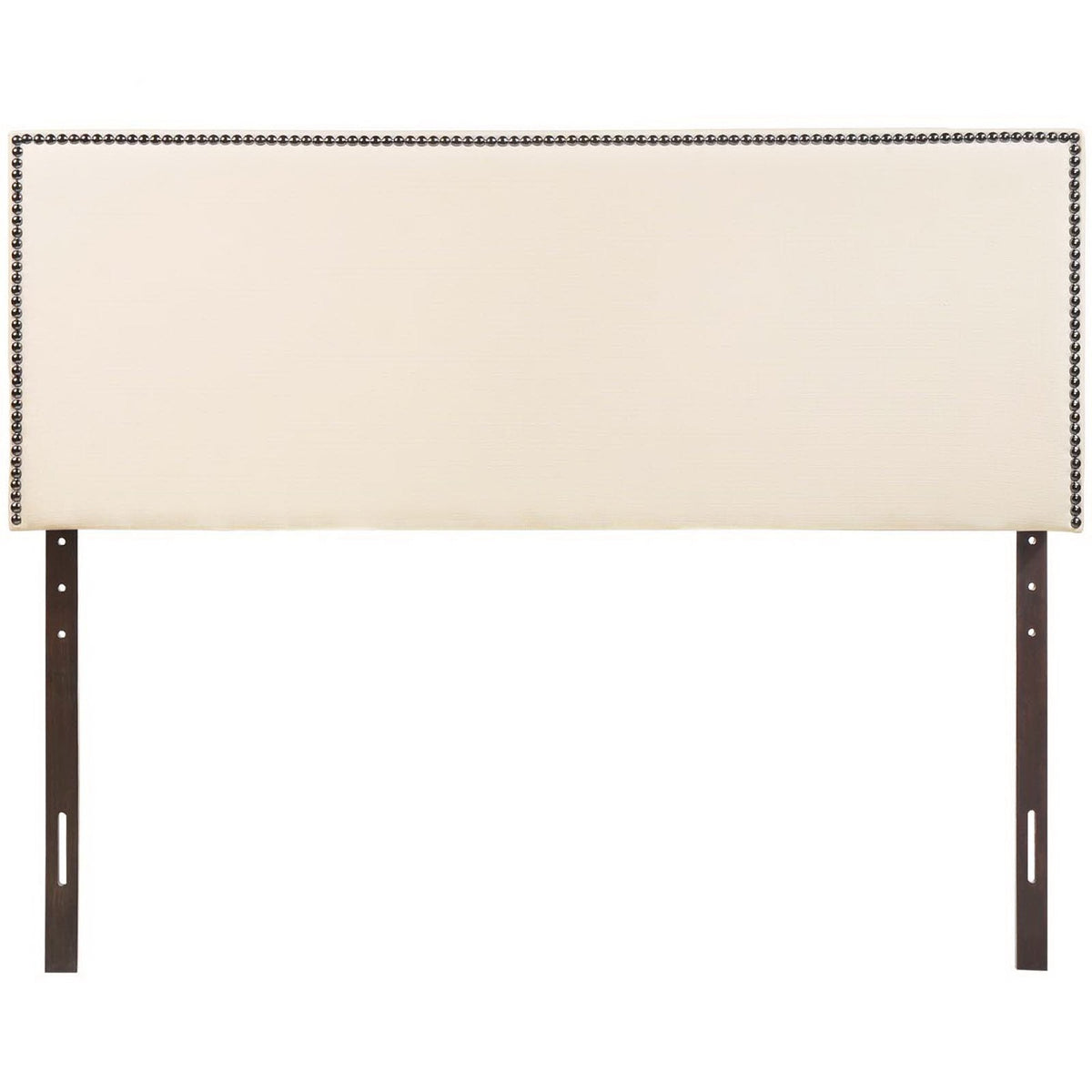 Region Nailhead Queen Headboard by Modway in beige fabric with nailhead trim and legs on Tampa Home & Garden Store