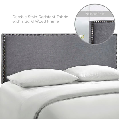 Region Nailhead Upholstered Queen Headboard in gray fabric with wood frame by Modway on Tampa Home & Garden Store